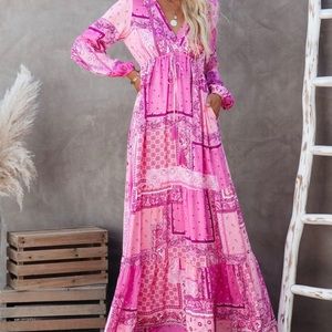 NWT - VICI - RONICA POCKETED PATCHWORK MAXI DRESS